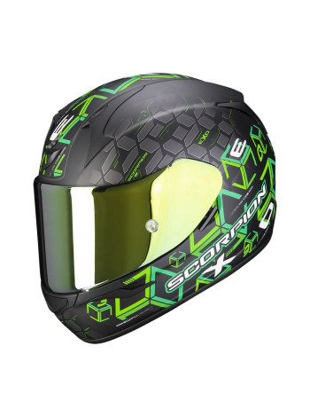 Мотошлем интеграл SCORPION EXO-390 CUBE Черно-зеленый