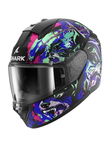 Шлем Shark RIDILL 2 RAGING BEAST Mat Black/Violet/Green