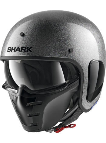 Шлем открытый SHARK S-DRAK FIBER BLANK GLITTER Silver