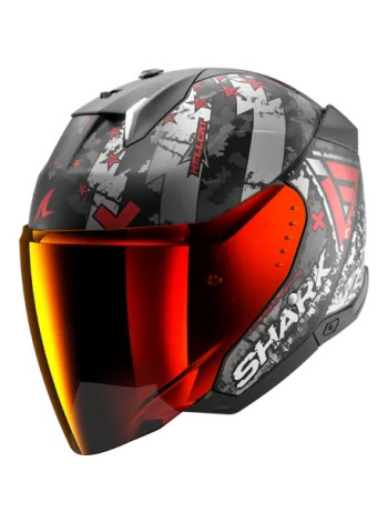 Шлем SHARK SKWAL i3 JET HELLCAT Mat Black/Chrome/Red