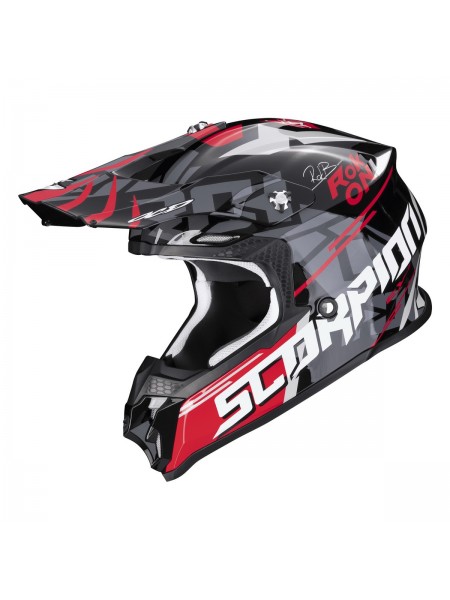 Шлем кроссовый Scorpion EXO VX-16 EVO AIR ROK Черный/Красный