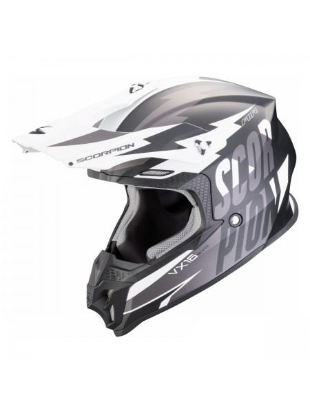 Шлем кроссовый Scorpion EXO VX-16 EVO AIR SLANTER Черно-серебристый