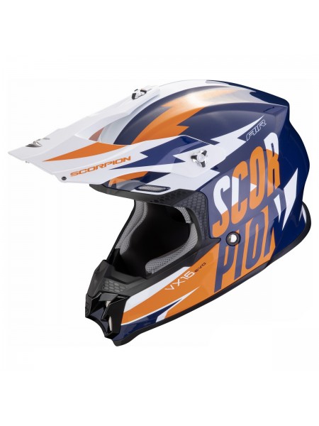 Шлем кроссовый Scorpion EXO VX-16 EVO AIR SLANTER Сине-оранжевый