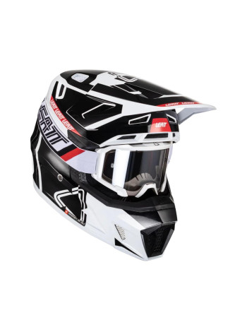 Шлем для мотокросса Leatt 7.5 + очки Velocity 4.5 Black/White 2024