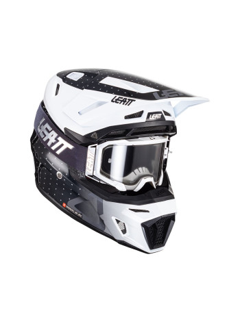 Шлем для мотокросса Leatt 8.5 + очки Velocity 5.5 Black/White 2024
