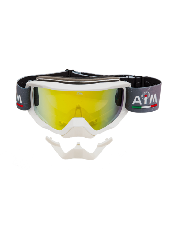 Маска снегоходная с двойной линзой AiM (PRO) White Glossy