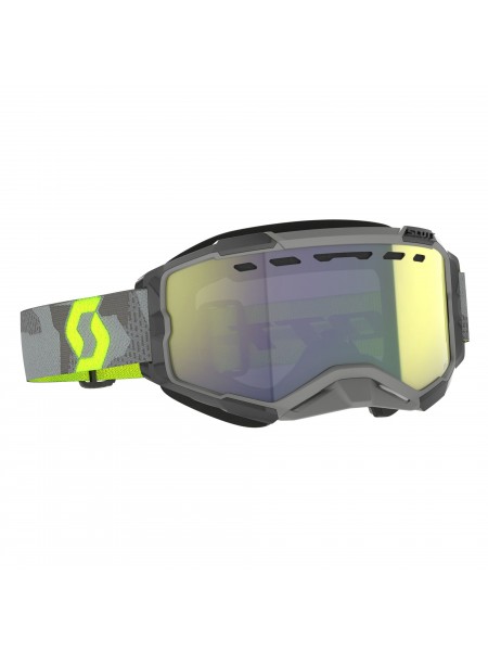 Маска снегоходная SCOTT Fury Snow Cross light grey/neon yellow AMP yellow chrome