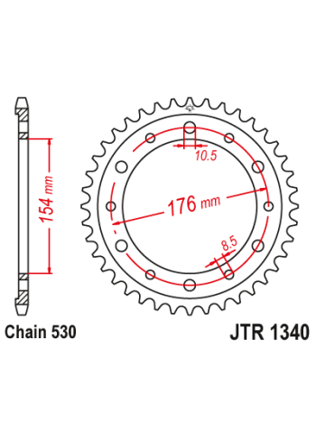 Задняя звезда (ведомая) JT, JTR1340.43 стальная