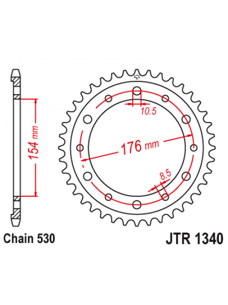 Звезда задняя (ведомая) JT  JTR1340.43 стальная