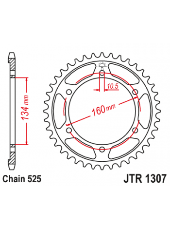 Задняя звезда (ведомая) JT 525-42, JTR1307.42 стальная